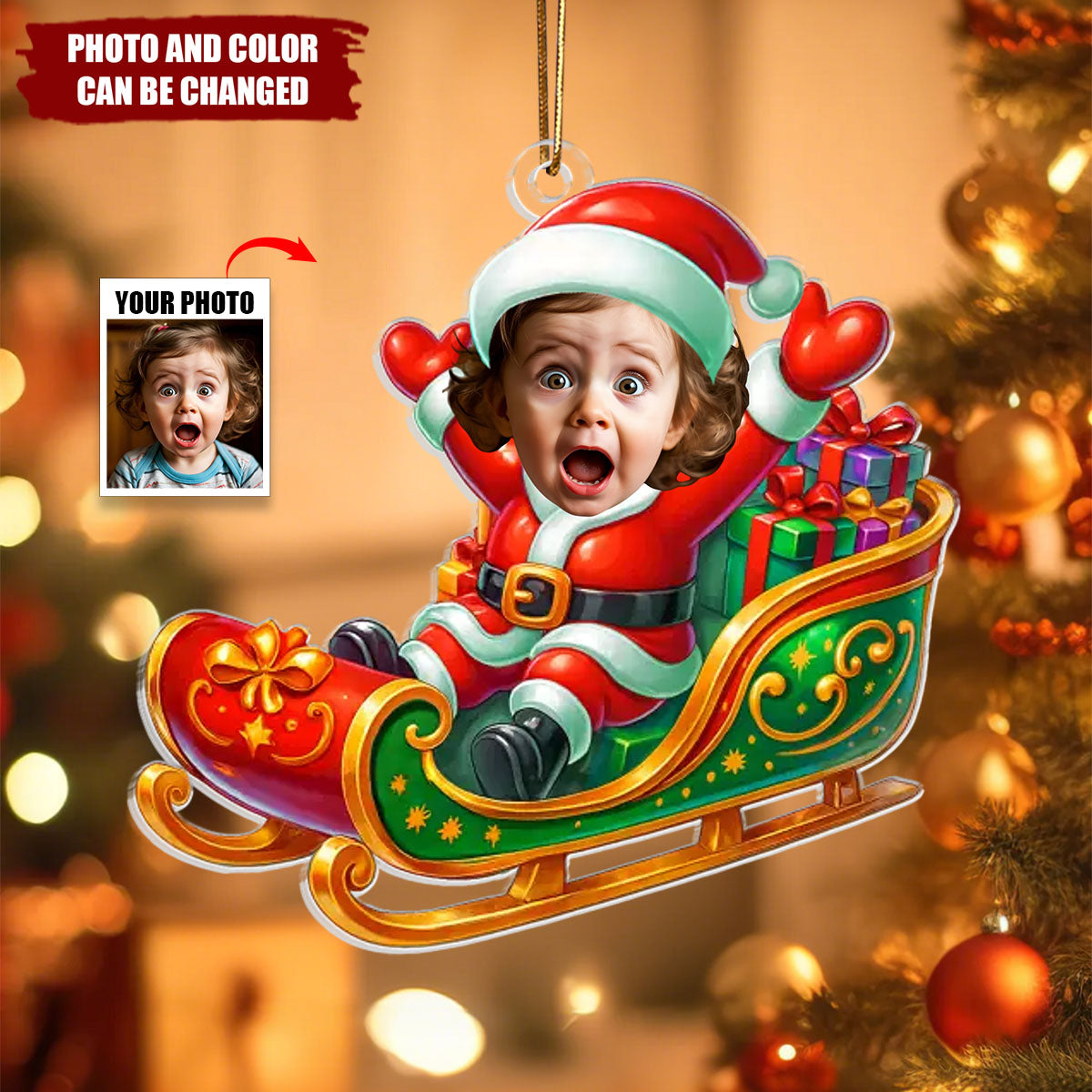 Christmas Magic Rider - Personalized Christmas Acrylic Ornament, Gift For Kid