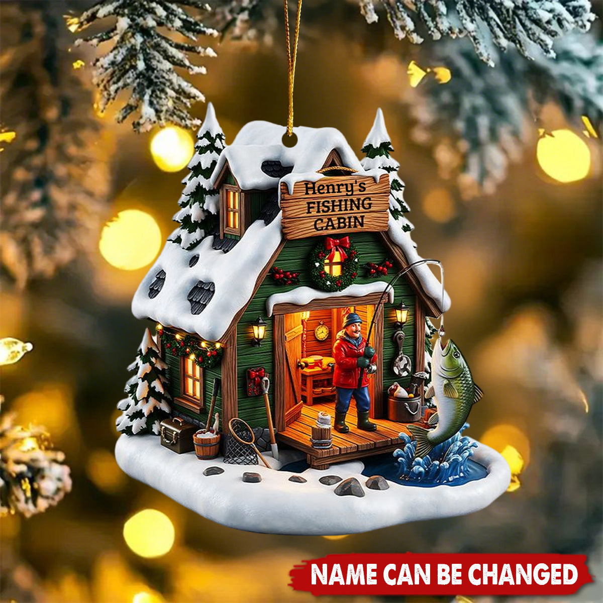 Fishing Man Ornament - Personalized Gifts For Fishing Lovers