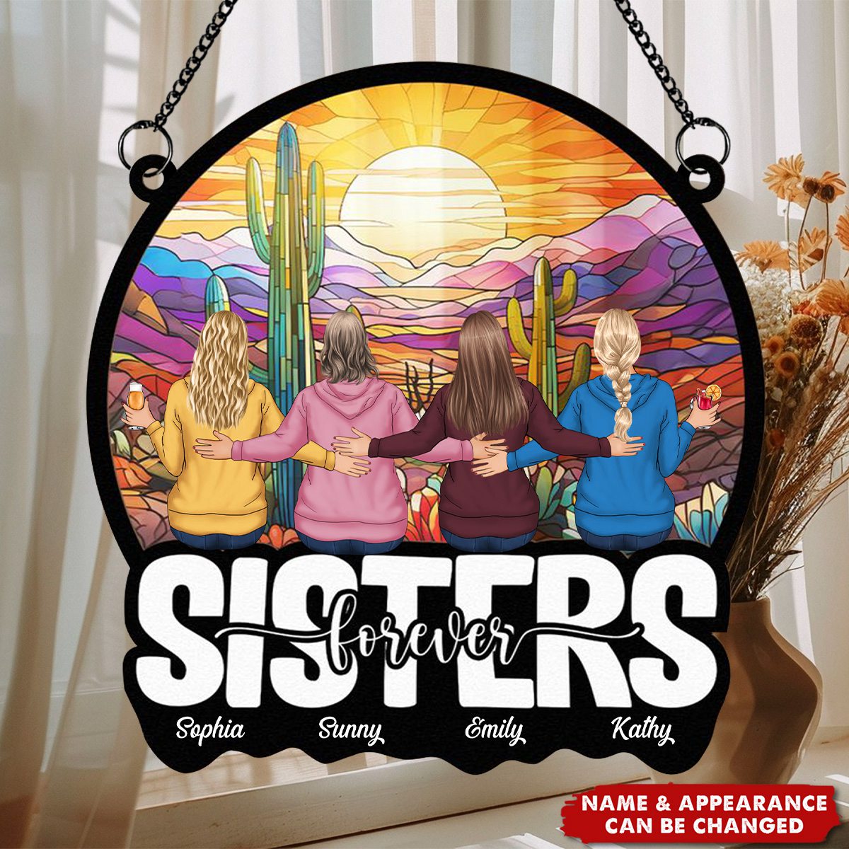 Sister Forever - Personalized Window Hanging Suncatcher Ornament
