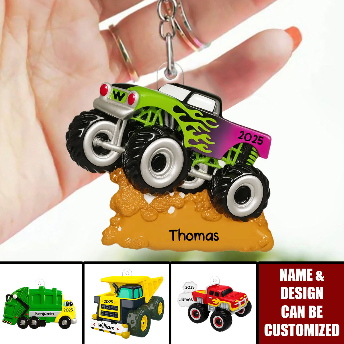 Funny Truck For Kids Boys Girls - Personalized Acrylic Keychain