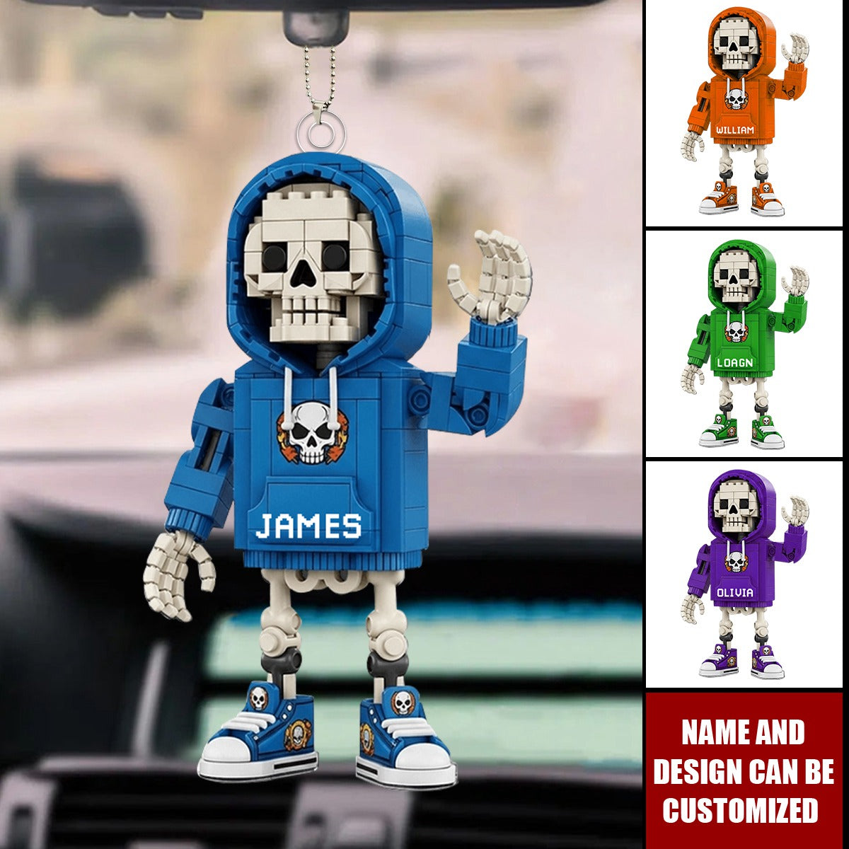 Building Block Style Skeleton - Personalized Acrylic Car Ornament