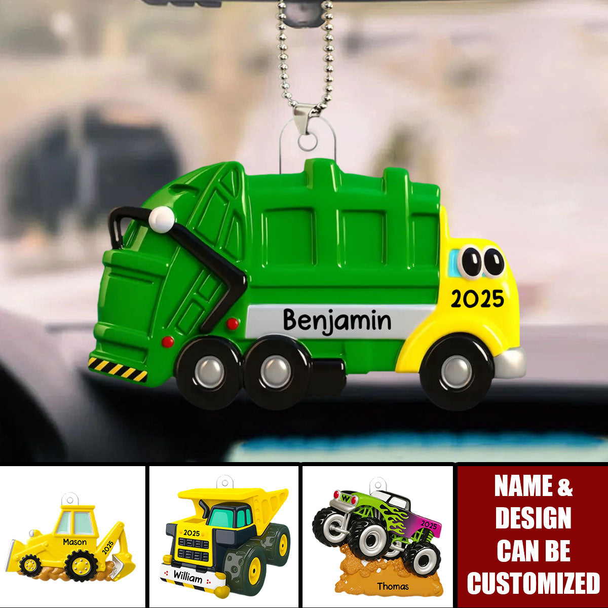 Christmas Truck For Kids Boys Girls - Personalized Acrylic Car Ornament