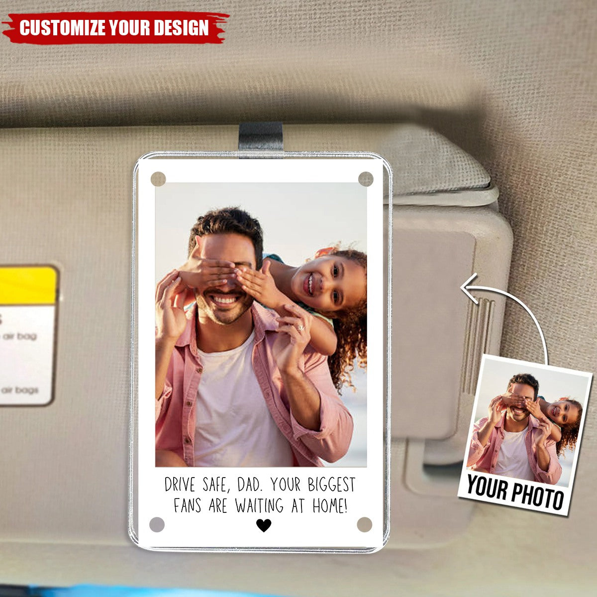 Dad Gifts Custom Photo Car Visor Clip - Personalized Father's Day Gift For Him
