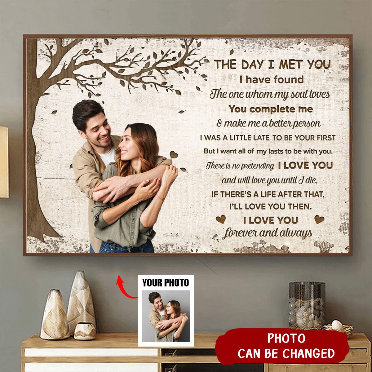 The Day I Met You Hugging Kissing Couple Personalized Poster