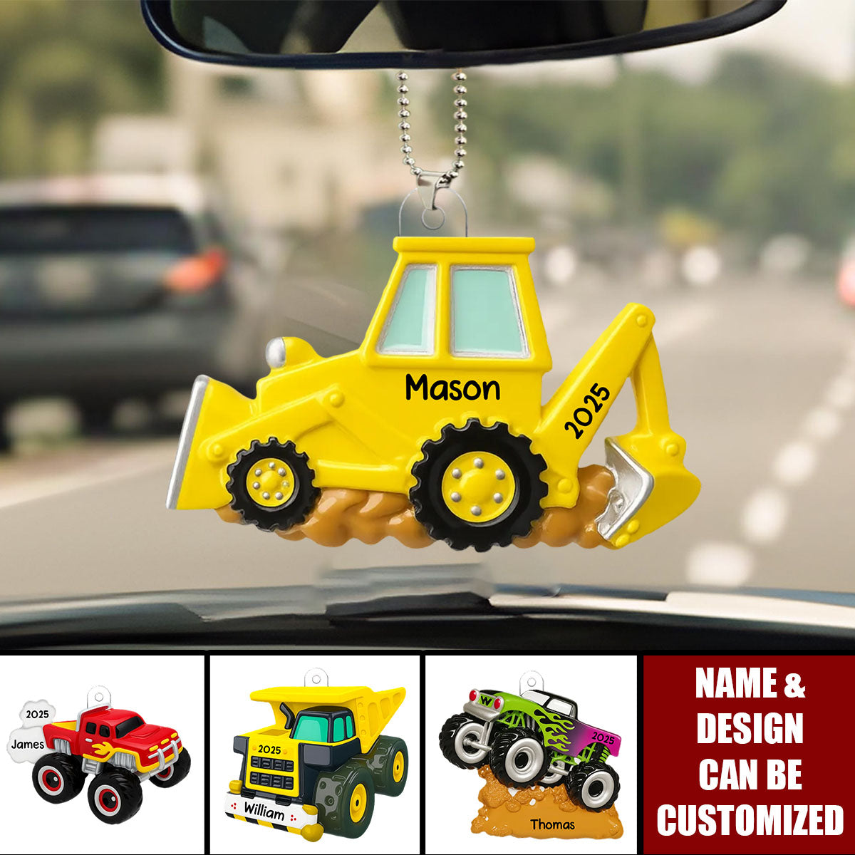 Christmas Truck For Kids Boys Girls - Personalized Acrylic Car Ornament