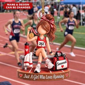 Personalized Running Ornament, Custom Name Gift For Runner Girl