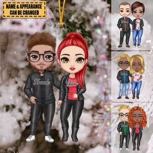 Personalized Cool Doll Couple - Personalized Christmas Acrylic Ornament