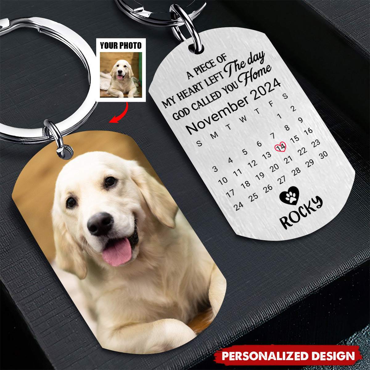 Custom Photo A Loyal Heart Never Fades - Memorial Personalized Keychain - Sympathy Gift For Pet Lovers