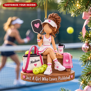 Personalized Pickleball Ornament - Custom Pickleball Girl Gift