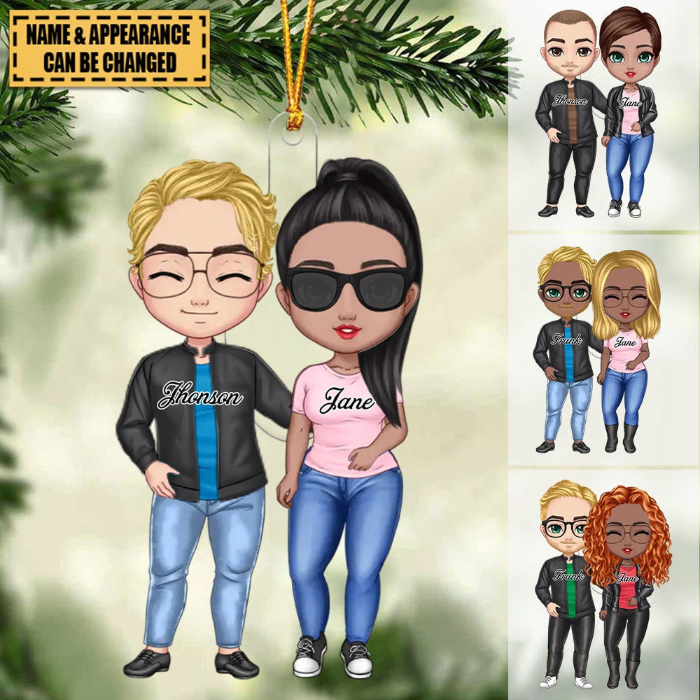 Personalized Cool Doll Couple - Personalized Christmas Acrylic Ornament