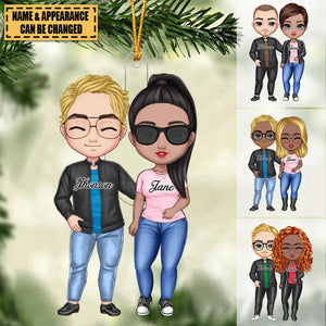 Personalized Cool Doll Couple - Personalized Christmas Acrylic Ornament