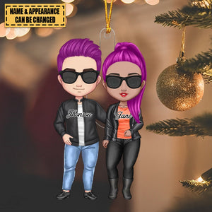 Personalized Cool Doll Couple - Personalized Christmas Acrylic Ornament