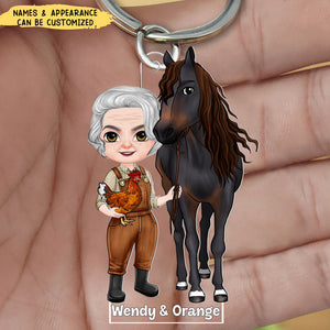 A Girl With Her Lovely Horse Personalized Acrylic Keychain