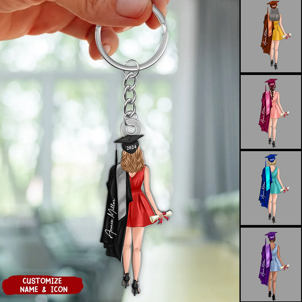 Class Of 2026 Senior Back View Graduation Personalized Acrylic Keychain