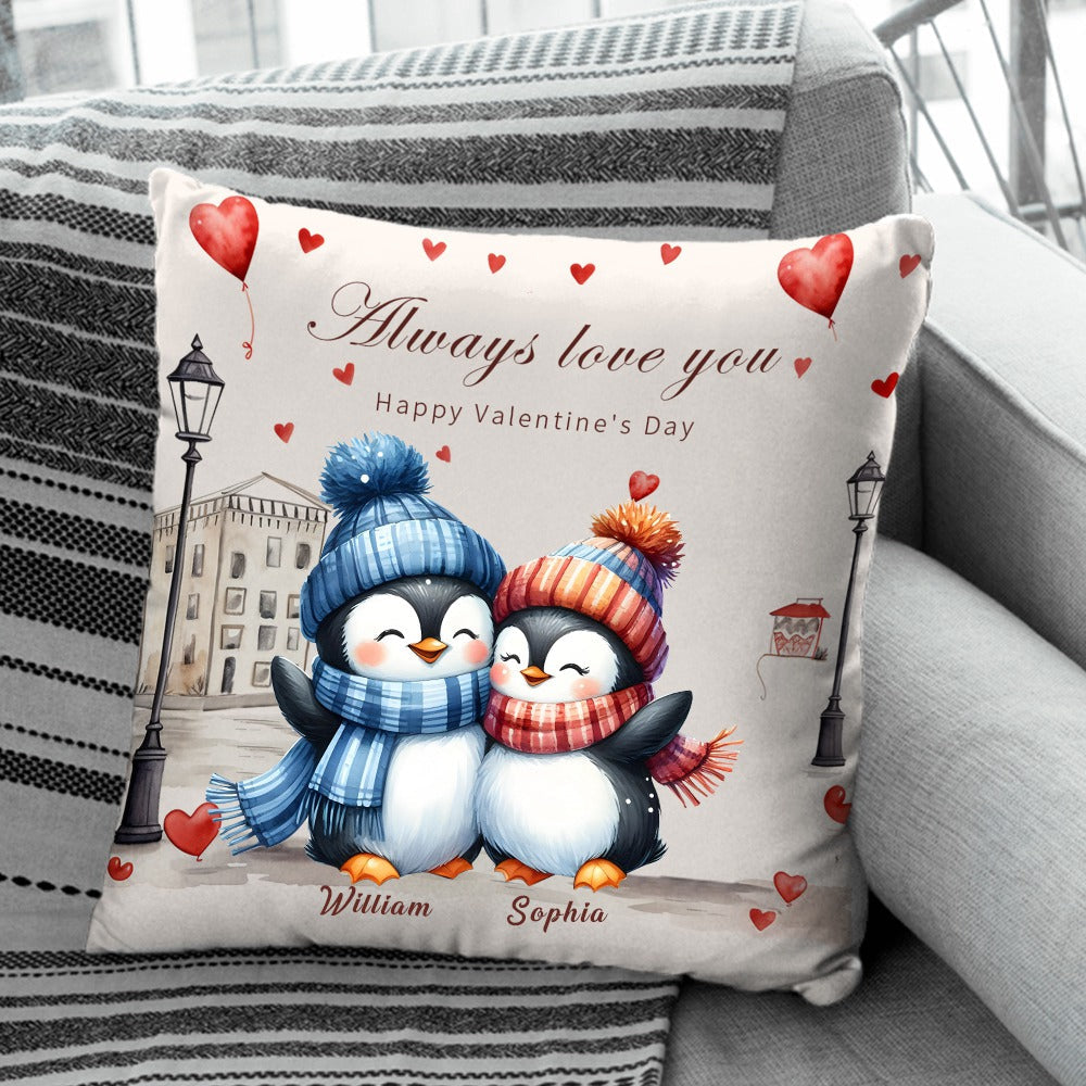 Gift For Penguin Couple Personalized Pillow