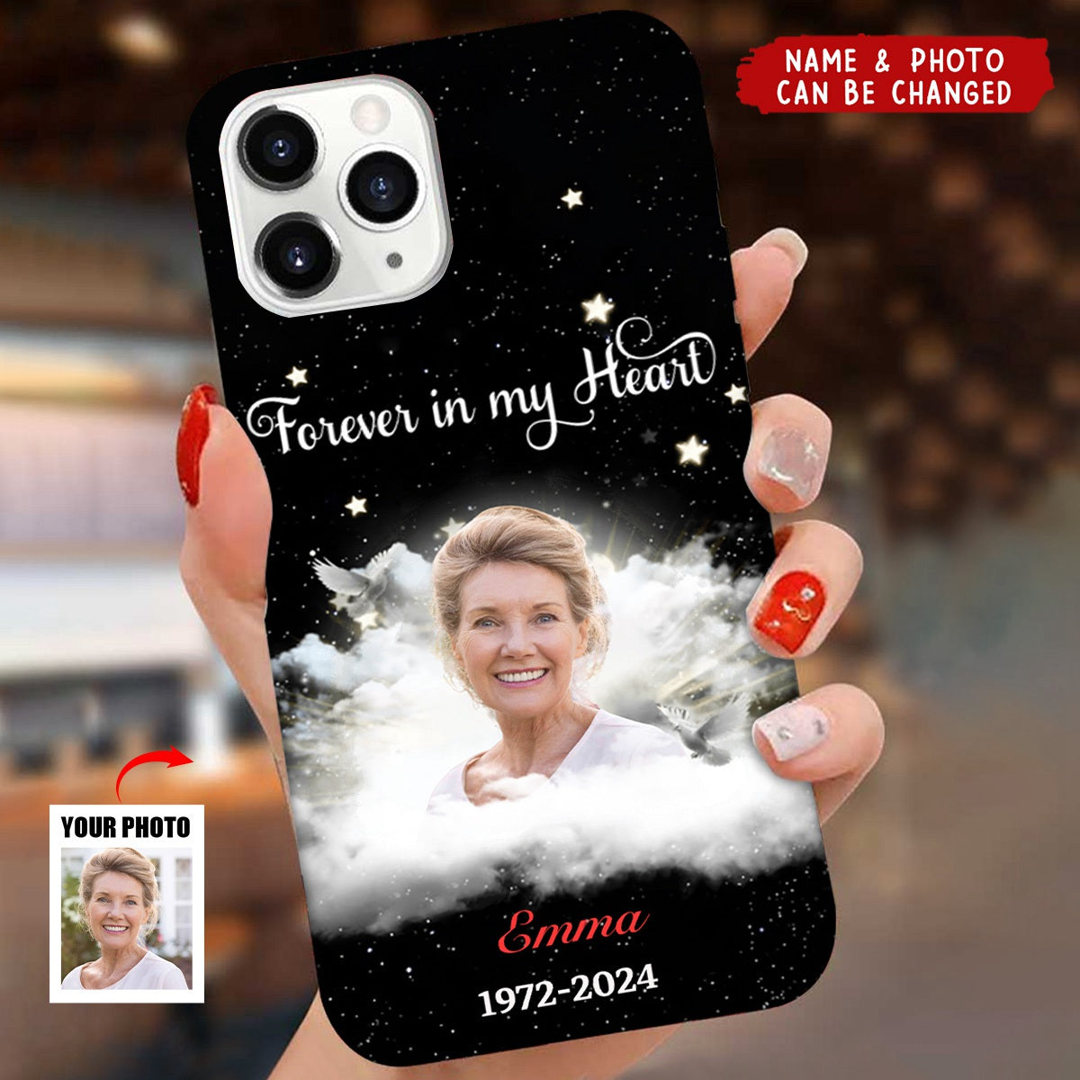 Upload Photo Memorial A Big Piece Of My Heart Lives In Heaven Personalized Phonecase