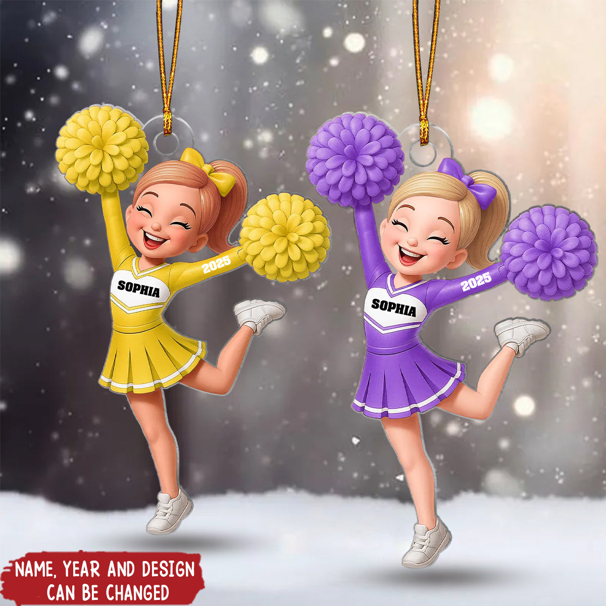 Cheerleader Girl - Personalized Christmas Acrylic Ornament, Gift for Daughter, for Granddaughter