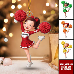 Cheerleader Girl - Personalized Christmas Acrylic Ornament, Gift for Daughter, for Granddaughter