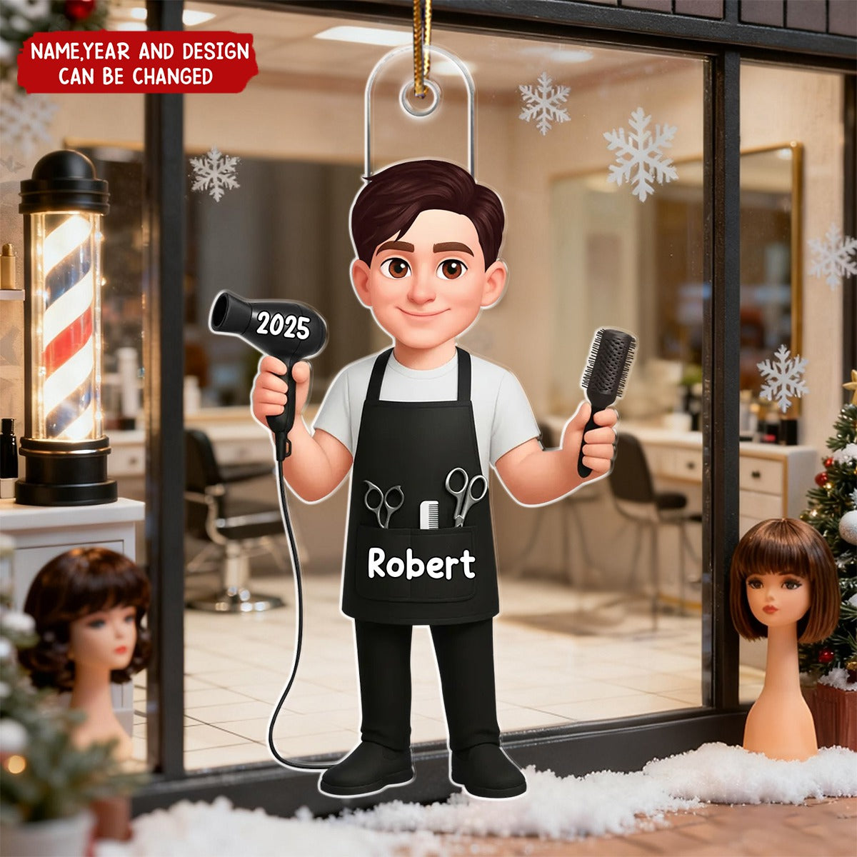 Christmas Hairdresser Man Woman - Personalized Christmas Acrylic Ornament