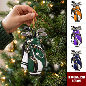 Personalized Golf Bag Christmas Ornament, Custom Golfing Holiday Decor