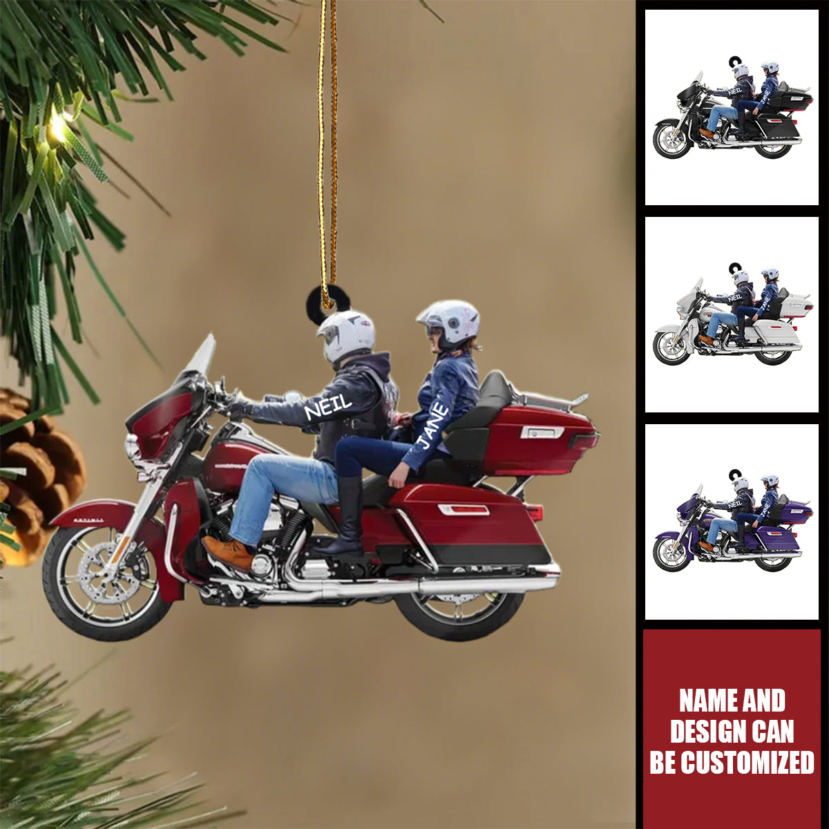 Personalized Biker Couple Ultra Limited Motorcycle Ornament