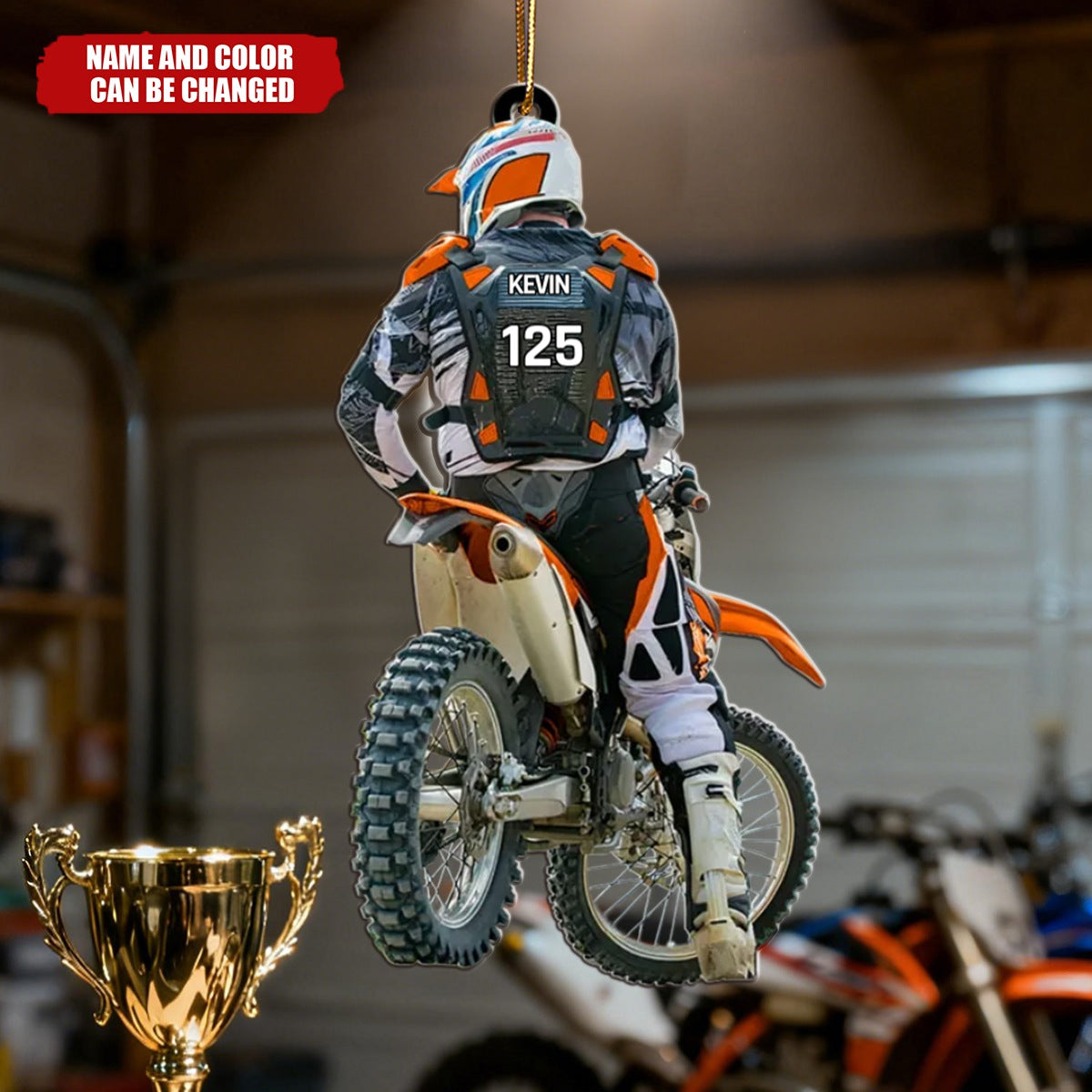 Personalized Motocross Racer Christmas Ornament