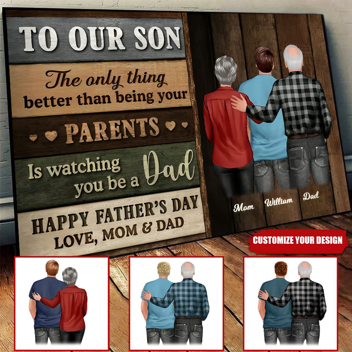 Colored Wood Pallets To My Son Happy Father's Day Personalized Poster