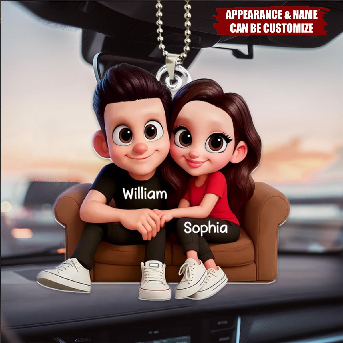 Cartoon Couple You & Me We Got This Personalized Car Ornament