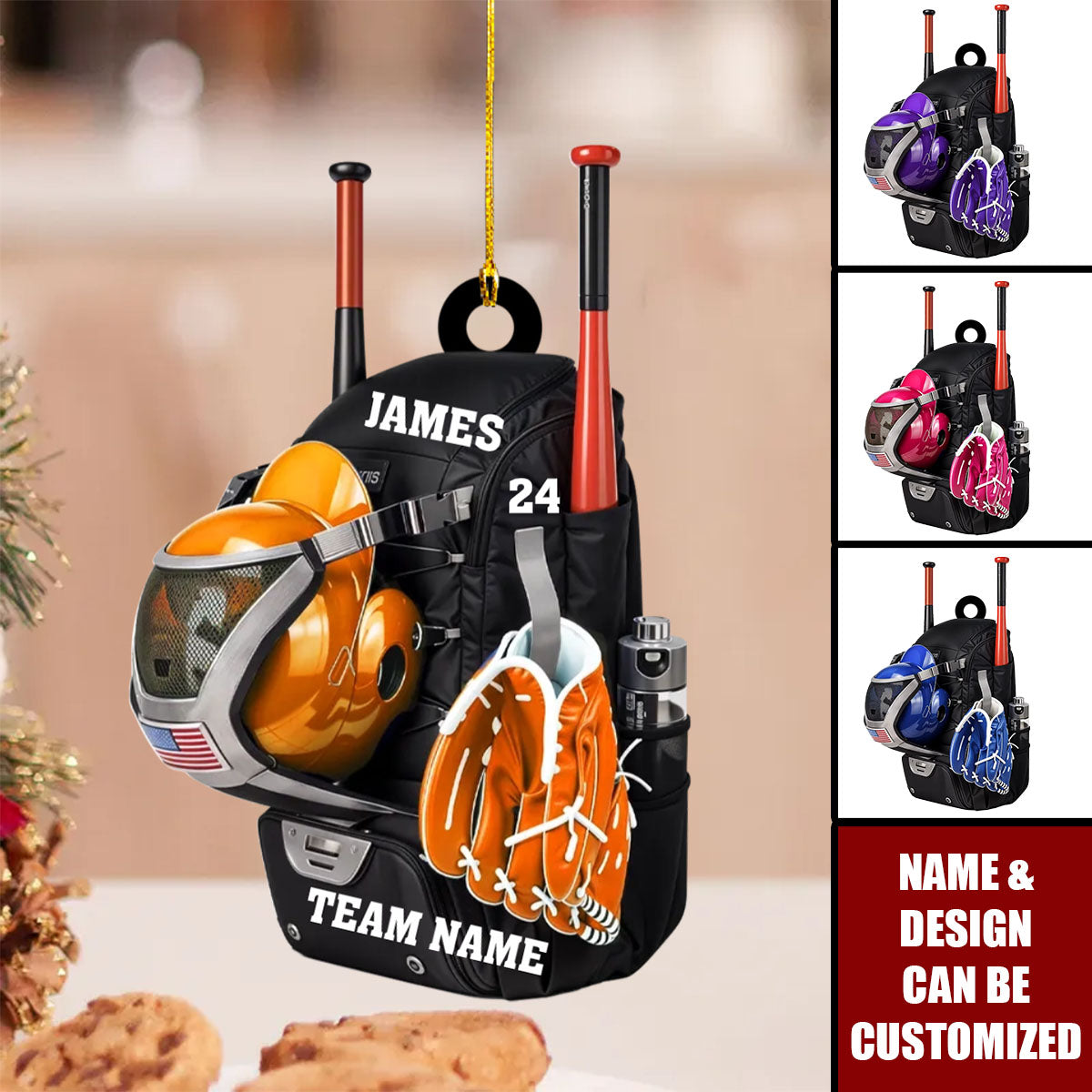 Baseball Softball Bag - Personalized Acrylic Christmas Ornament