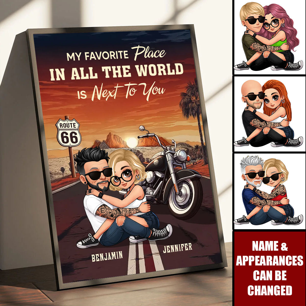 Bikers Couple Riding Partners For Life Personalized Poster, Gift For Him, Gift For Her