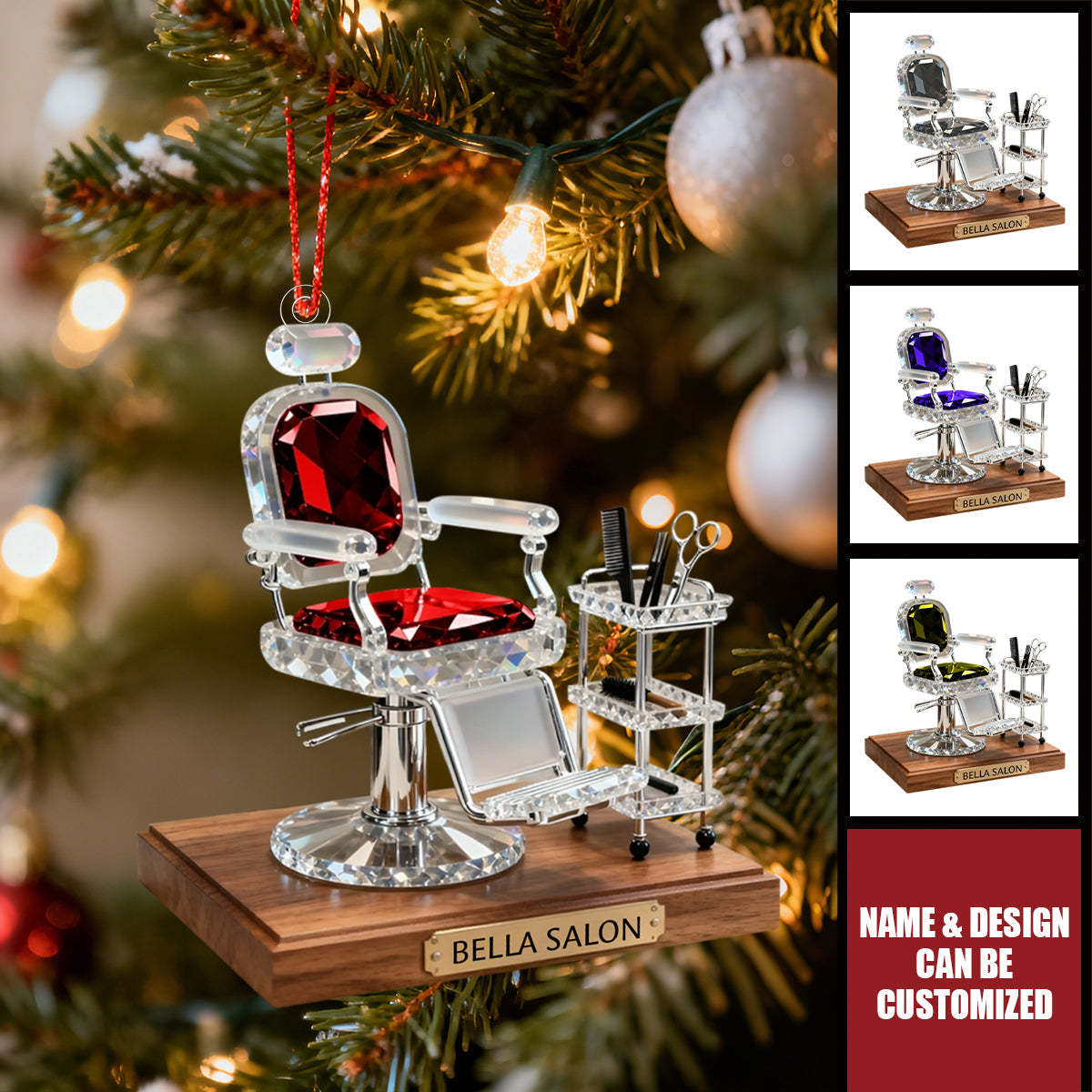 Salon Barber Chair - Personalized Acrylic Hairdresser Ornament, Gift for Hairstylist, Barber, Beauty Lover