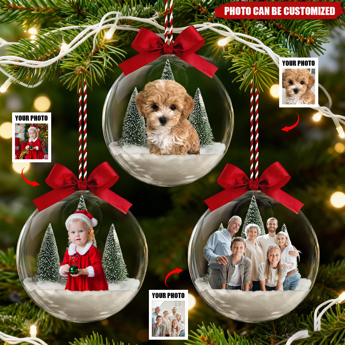 Christmas Ornaments With Family Picture - Personalized Family Photo Acrylic Ball Ornament