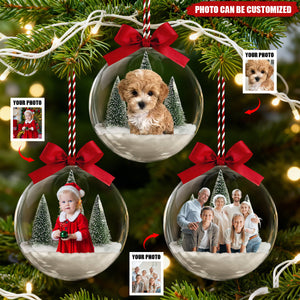 Christmas Ornaments With Family Picture - Personalized Family Photo Acrylic Ball Ornament