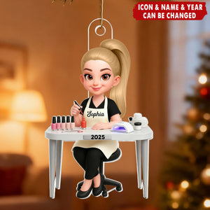 Christmas Nail Technician - Personalized Acrylic Ornament - Gift For Nail Technician, Nails Decor, Beauty Salon, Woman, Girl
