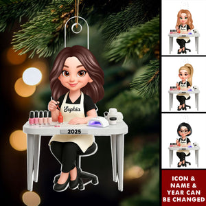 Christmas Nail Technician - Personalized Acrylic Ornament - Gift For Nail Technician, Nails Decor, Beauty Salon, Woman, Girl