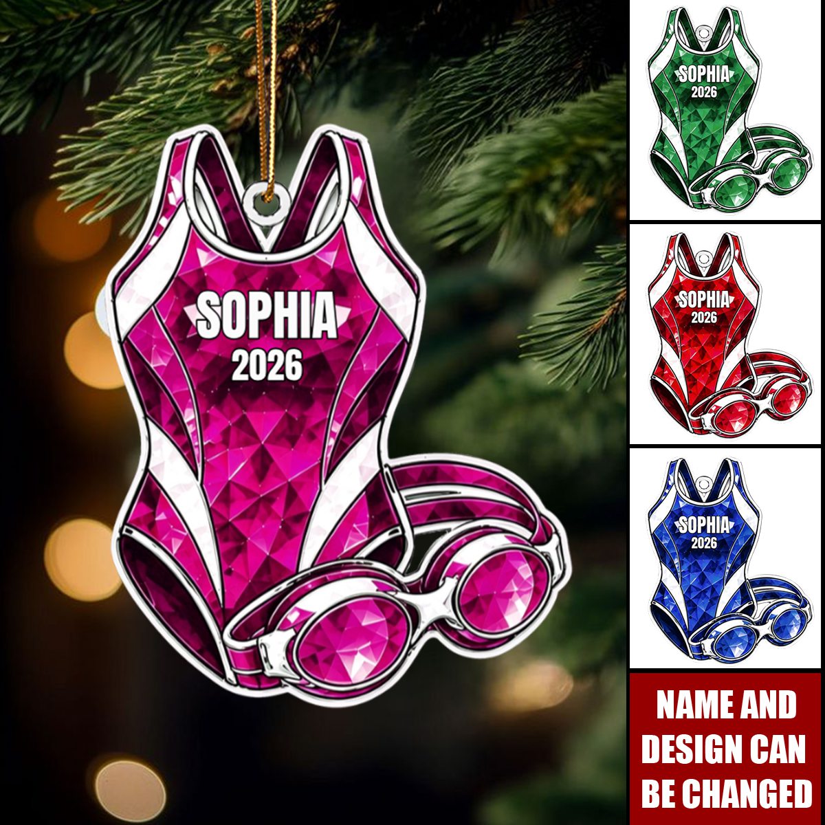 Personalized Swimmer Ornament - Swimming Gift For Girls