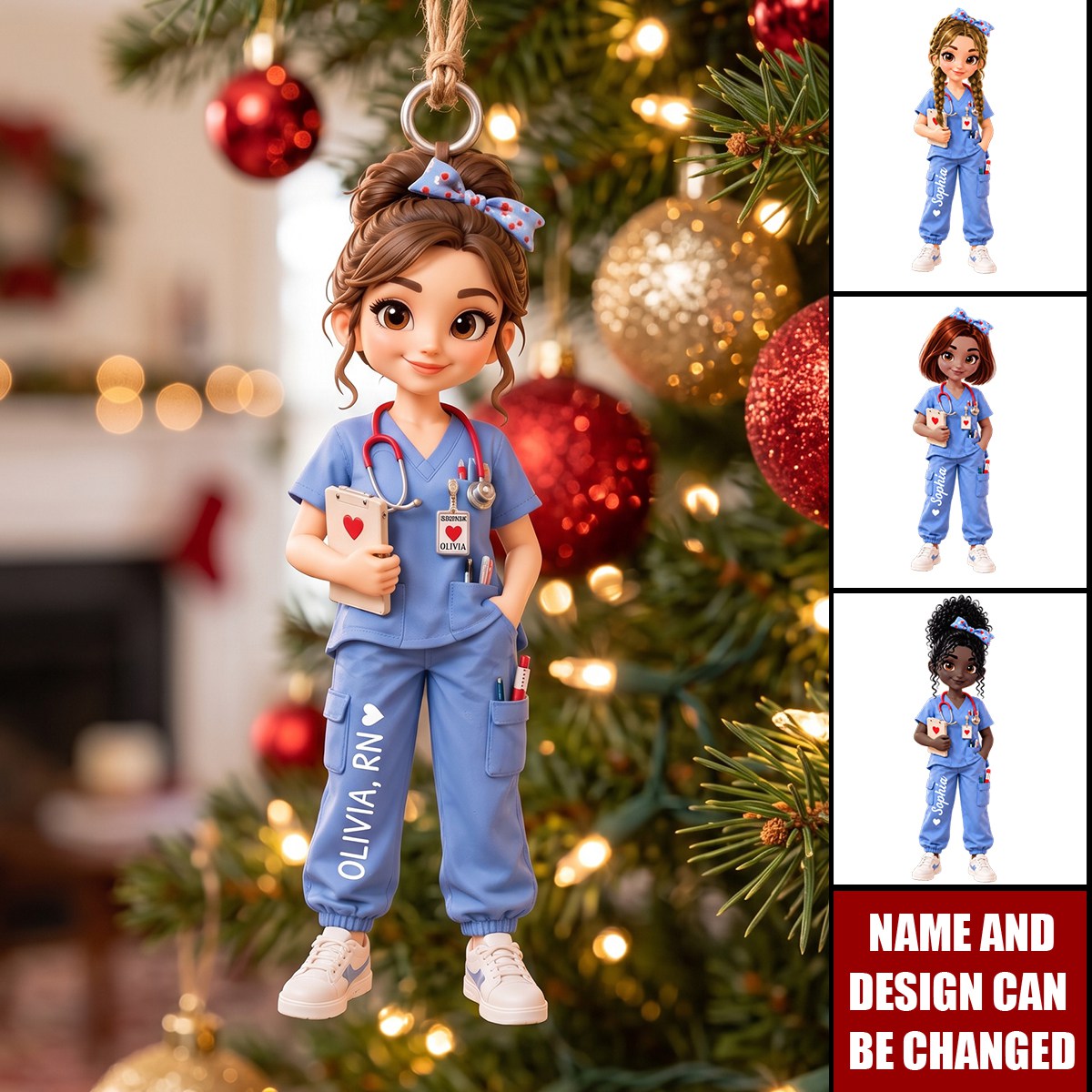 Personalized Nurse Ornament, Custom RN Christmas Gift For Her