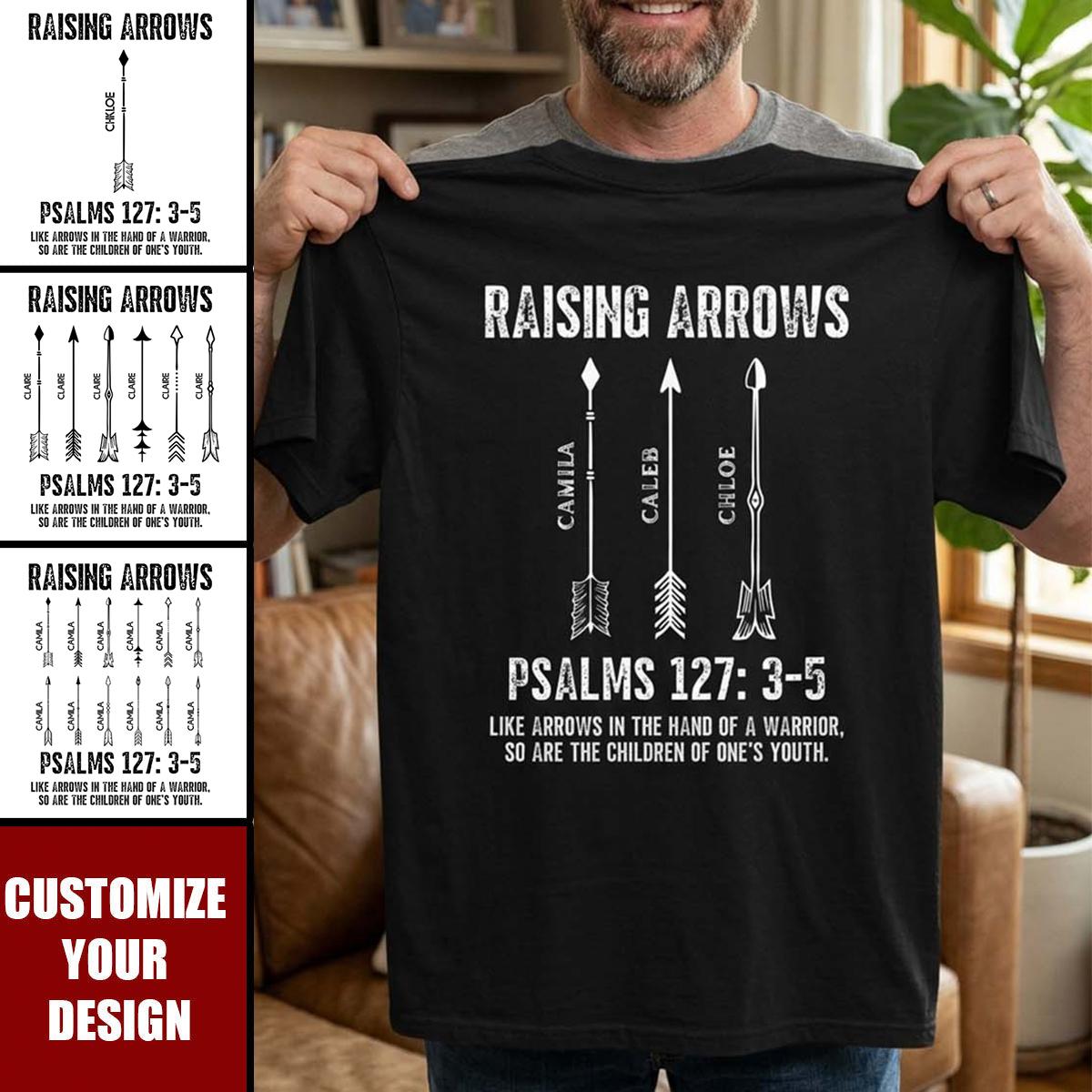 Raising Arrows Christian Father's Day Gift For Dad, Husband With Kids' Names - Personalized Shirt