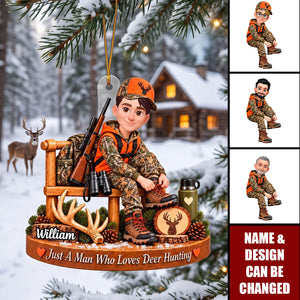 Just A Man Who Loves Deer Hunting - Personalized Acrylic Ornament