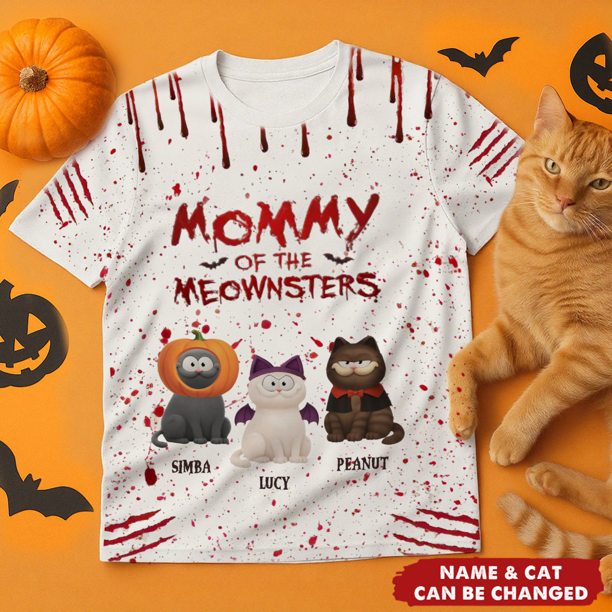 Custom Unisex T-shirt - Halloween Birthday Gifts For Cat Lovers, Cat Mom And Dad - Living That Meownster Mom Life