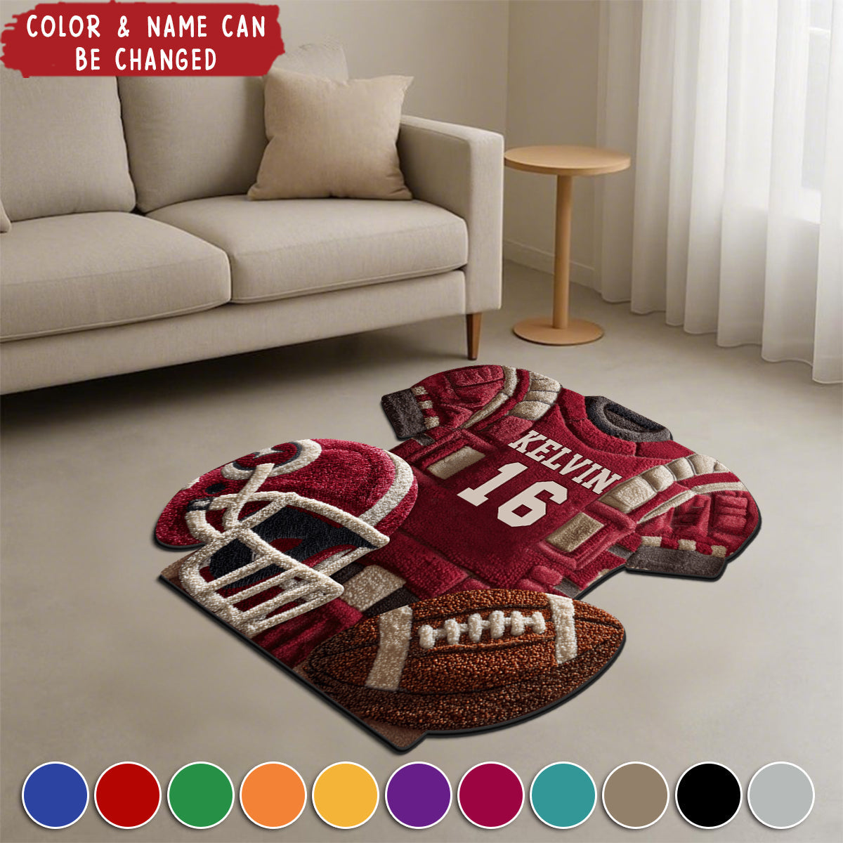 Love Football - Personalized Football Non-Slip Tufted Rug