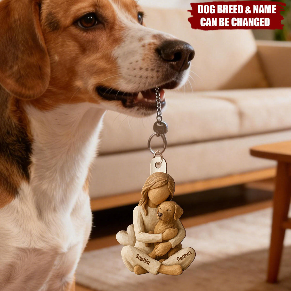 Girl & Her Dog - Personalized  Acrylic Keychain - Gift For Dog Lover