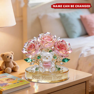 Flower Bear Mom Acrylic Plaque - Personalized Gifts For Mom
