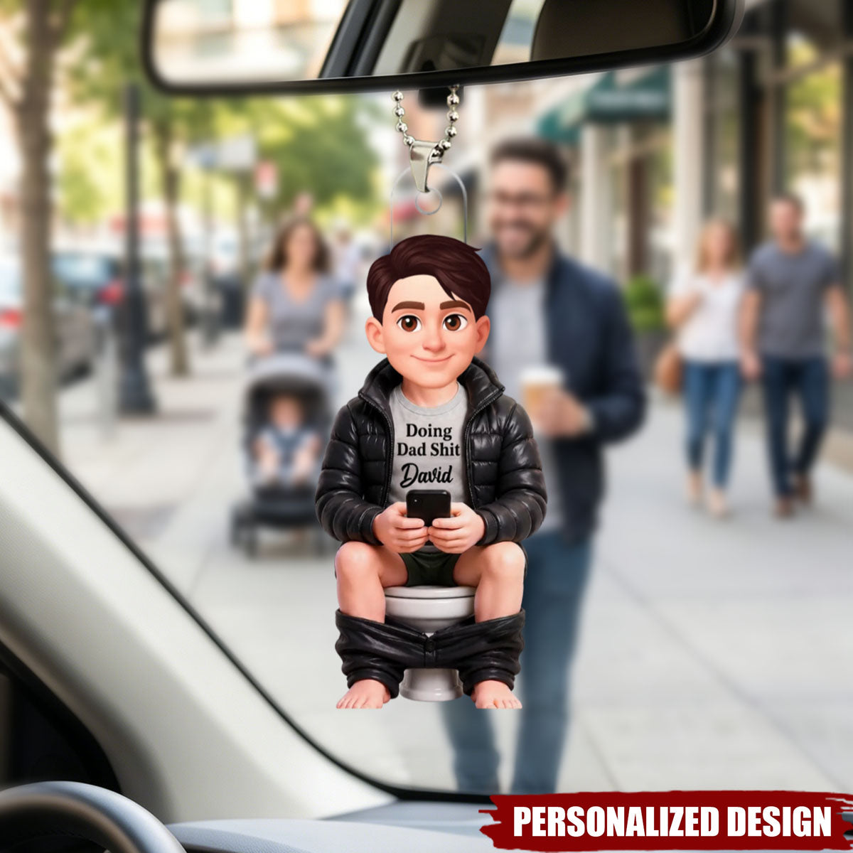 Doing Dad Sh*t Funny - Personalized Acrylic Car Ornament - Funny Father's Day Gift for Dad, Husband