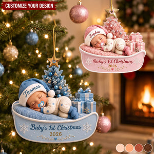 Personalized Baby First Christmas Acrylic Ornament, New Baby Shower Keepsake Gift