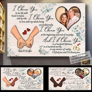 Gift For Couple Poster - Hand In Hand I Choose You...