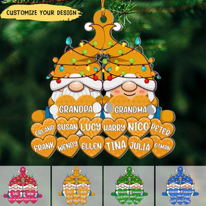 Family - Colorful Christmas Light Dwarf Loves Sweet Heart Kids - Personalized Acrylic Ornament
