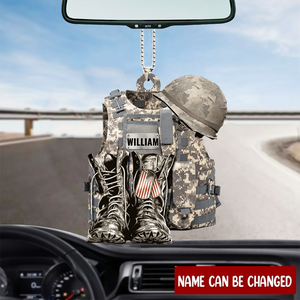 Military Uniform - Boots & Hat - Personalized Flat Metal Ornament