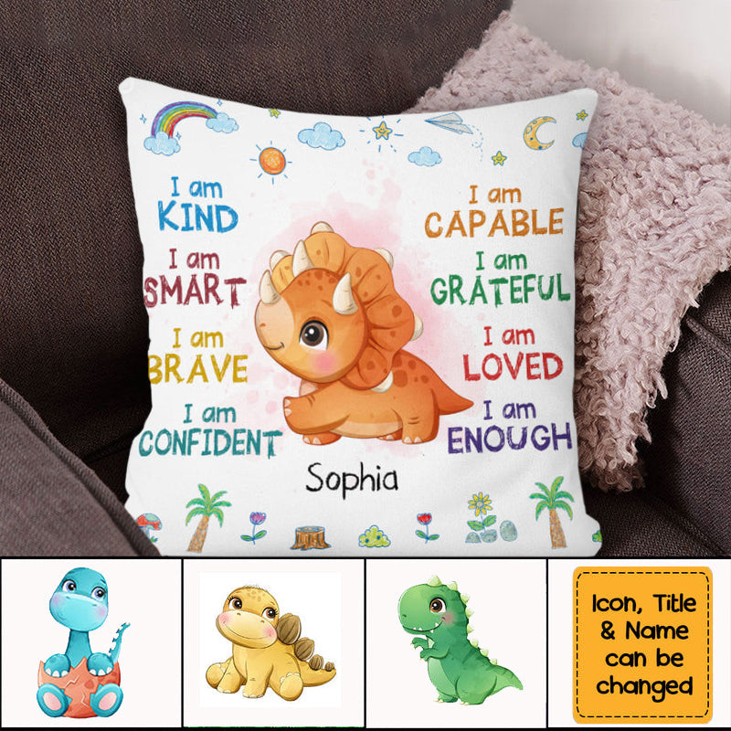 Gift For Granddaughter Grandson Dinosaur I Am Kind Pillow
