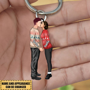 Personalized Christmas Gifts Custom Keychain For Couple Portrait, Firefighter, EMS, Nurse, Police Officer, Military